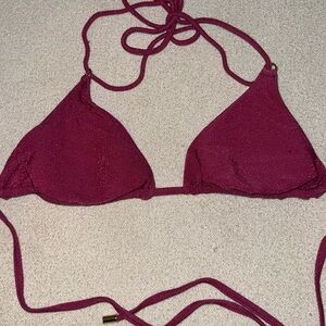 Monday Swimwear Hanalei Top - Fuchsia Berry Shimmer - Size Small